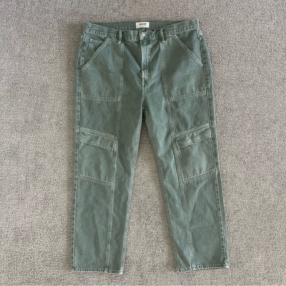 AGOLDE Cooper Cargo Jeans in Salamander Green Size 34